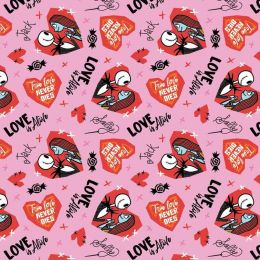 Licensed Cotton Fabric | Corpse Bride - Valentine Pink