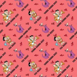 Licensed Cotton Fabric | Flintstones - Pun Love Pink