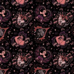 Licensed Cotton Fabric | Hercules - Cursed Hearts Black