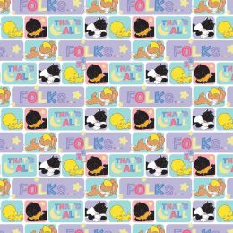 Licensed Cotton Fabric | Loony Tunes - Sleepy Tunes White