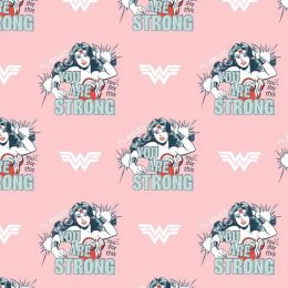 Licensed Cotton Fabric | Wonder Woman - You Got This Light Pink