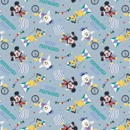 Licensed Cotton Fabric | Mickey Mouse - Little Performer Blue