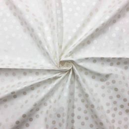 Pearlised Metallic Spot Fabric | White