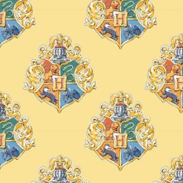 Cotton Fabric Print | Harry Potter Hogwarts Crest Yellow