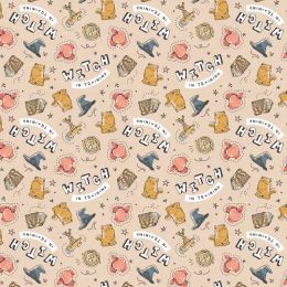 Cotton Fabric Print | Witch In Training Apricot 