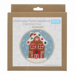 Embroidery Punch Needle Kit With Hoop | Gingerbread House