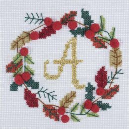 Fun Counted Cross Stitch Kit | Monogram Wreath