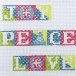 Fun Counted Cross Stitch Kit | Joy, Peace and Love