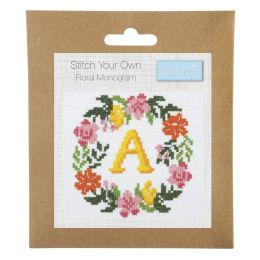 Fun Counted Cross Stitch Kit | Floral Wreath Monogram