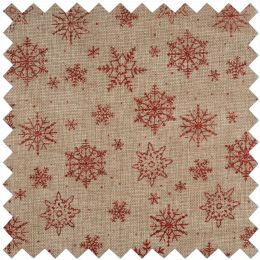 Christmas Fabric Mini Roll 2m x 28cm | Snowflake Red Glitter
