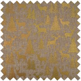 Christmas Fabric Mini Roll 2m x 28cm | Deer Wood Gold