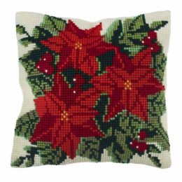 Cross Stitch Cushion Kit | Poinsettia