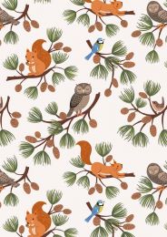 Lewis & Irene Evergreen Fabric | Pine Cone Branches Cream