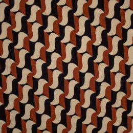 Viscose Twill Fabric | Graphic Wave Brown