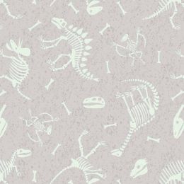 Dino Glow Lewis & Irene Fabric | Fossils Grey Glow