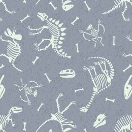Dino Glow Lewis & Irene Fabric | Fossils Blue Glow