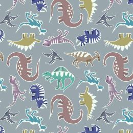 Dino Glow Lewis & Irene Fabric | Dinosaur's Grey Glow