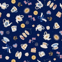 Coronation Day Fabric | Tea & Cake Royal - Gold Metallic
