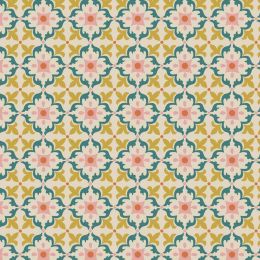 Majolica Lewis & Irene Fabric | Multi Tile Dark Cream