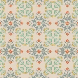 Majolica Lewis & Irene Fabric | Floral Tile Dark Cream