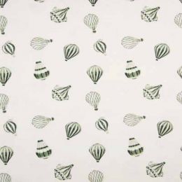 Organic Jersey Fabric | Hot Air Balloons Dusty Green