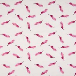 Organic Jersey Fabric | Feathers Fuchsia