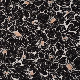 Viscose Challis Fabric | Briar Rose Black