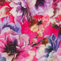 Pure Linen Fabric | Digital Print Flower Fuchsia