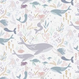 Cassandra Connolly Sound Of The Sea Fabric | Sirens Spell Sea Mist Blue