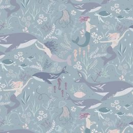 Cassandra Connolly Sound Of The Sea Fabric | Sirens Spell Dusky Turquoise
