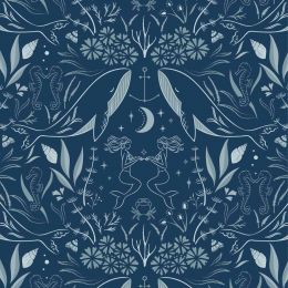 Cassandra Connolly Sound Of The Sea Fabric | Enchanted Ocean Midnight Blue