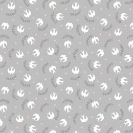 Spring Hare Lewis & Irene Fabric | Swallows Grey