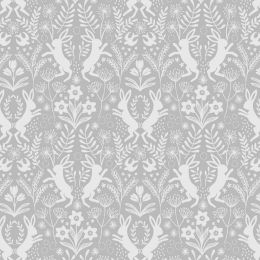 Spring Hare Lewis & Irene Fabric | Small Hares Light Grey