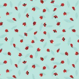Spring Flowers Lewis & Irene Fabric | Ladybirds Light Aqua