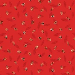 Spring Flowers Lewis & Irene Fabric | Ladybirds Red