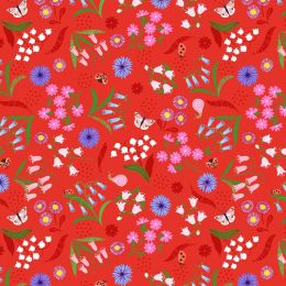Spring Flowers Lewis & Irene Fabric | Bell Flowers Red