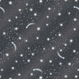 Space Glow Lewis & Irene Fabric | Stars Dark Grey Glow