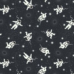 Space Glow Lewis & Irene Fabric | Astronauts Black Glow