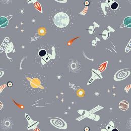 Space Glow Lewis & Irene Fabric | Small Things Space Grey Glow