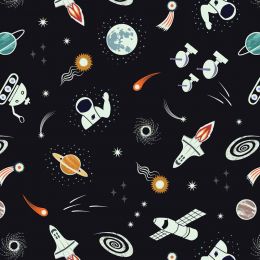 Space Glow Lewis & Irene Fabric | Small Things Space Black Glow