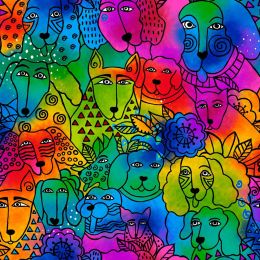 Laurel Burch kindred Canine Fabric | Watching You