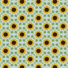 Sunflowers Lewis & Irene Fabric | Sunflowers & Leaves Pale Blue