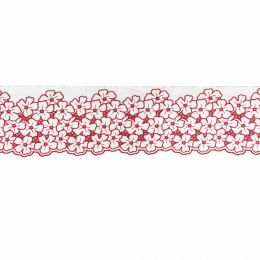 Premium Egyptian Cotton Broderie Anglaise Lace - Floral Red