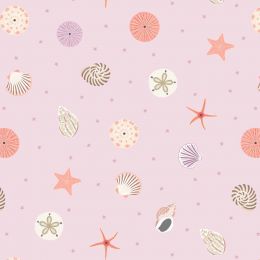 Small Things Coastal Fabric | Seashells Pink