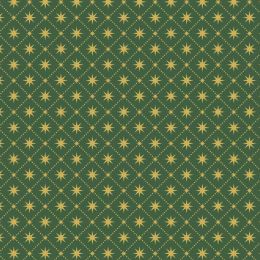 Yuletide Lewis & Irene Fabric | Stars Green Gold Metallic