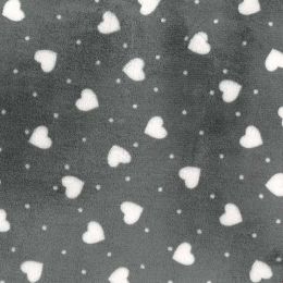 Super Soft Fleece | Hearts & Spots Grey