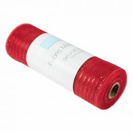 Metallic Mesh Fabric Roll 9m x 25.5cm | Red