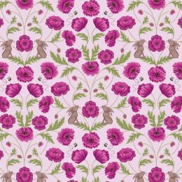 Poppies Lewis & Irene Fabric | Mirrored Poppies Light Lavender