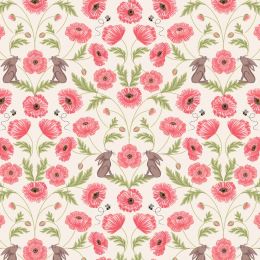 Poppies Lewis & Irene Fabric | Mirrored Poppies Cream