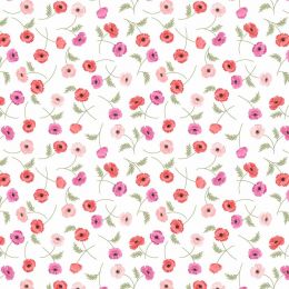 Poppies Lewis & Irene Fabric | Multi Poppies White